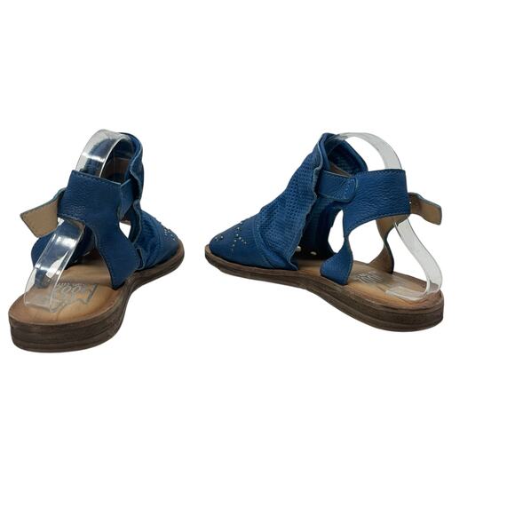 Miz Mooz‎ Fifi Sandals Flat Leather Perforated Ankle Strap Blue Size 39 US 8.5 9 - Picture 9 of 14